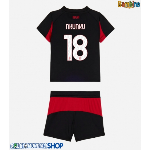 Maglie da calcio AC Milan Christopher Nkunku #18 Prima Maglia Bambino 2025-26 Manica Corta + Pantaloni corti)